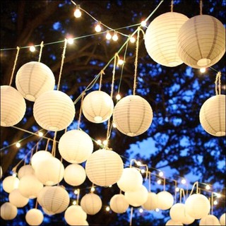 Lồng đèn giấy tròn màu trắng 25cm