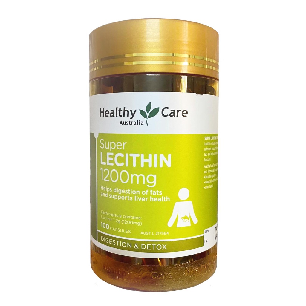 Mầm đậu nành Super Lecithin 1200mg 100 viên Healthy Care Úc hàng AIR