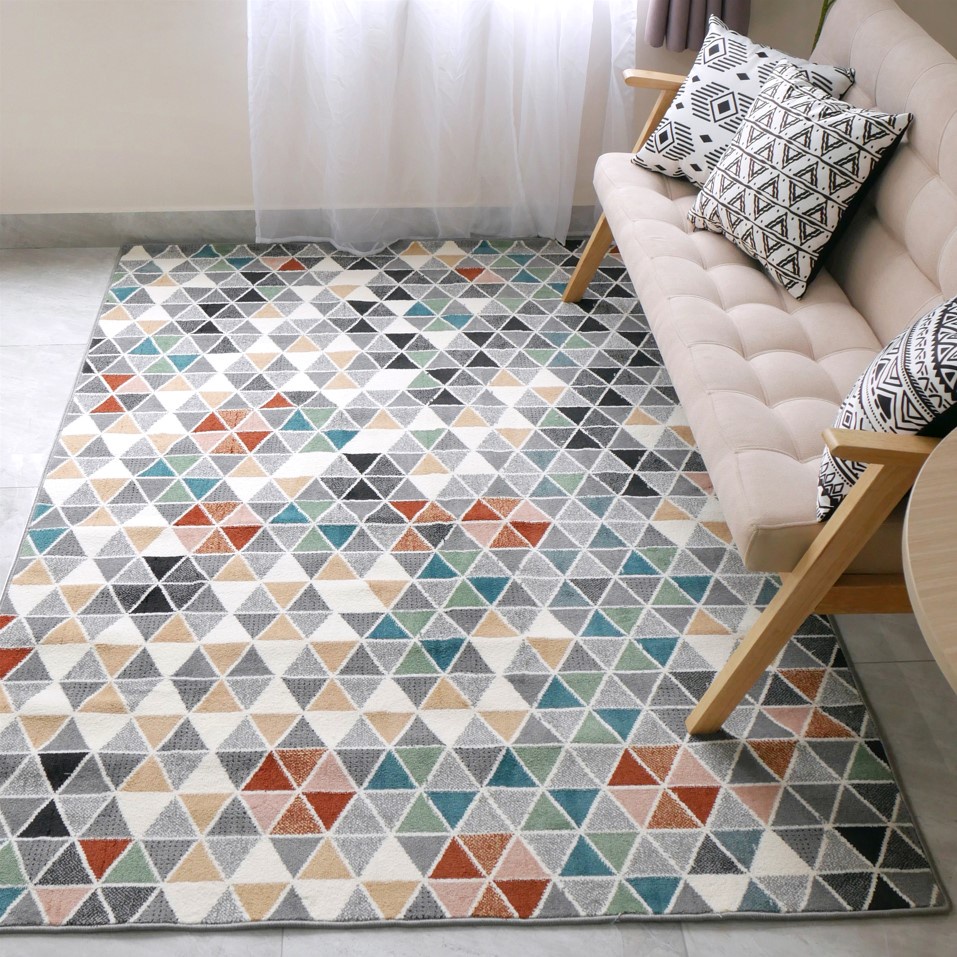 Thảm Lông Sợi Ngắn Cao cấp Họa Tiết Hiện Đại Phong cách Bắc Âu