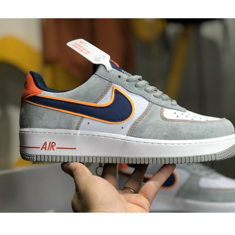 Giày thể thao AF1 xám gót cam, móc xanh bản cao cấp. | BigBuy360 - bigbuy360.vn