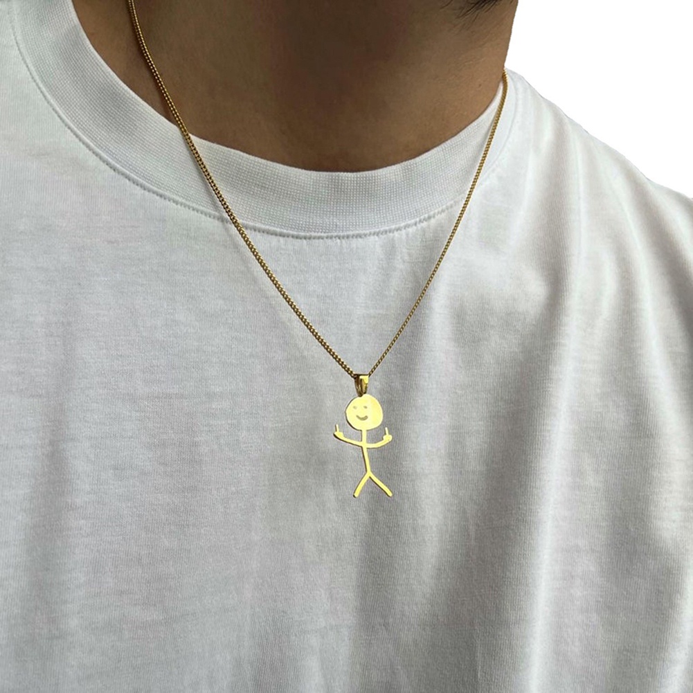 Vòng cổ Nam Bằng Thép Không Gỉ Mặt Người Màu Đen Sáng Tạo