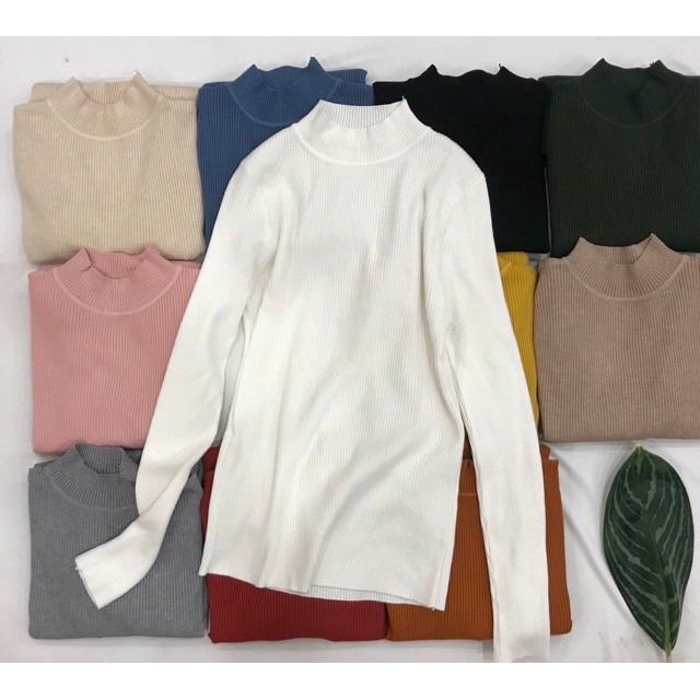 Áo len tăm cổ 3 phân 8 màu siêu hot không xẻ | BigBuy360 - bigbuy360.vn
