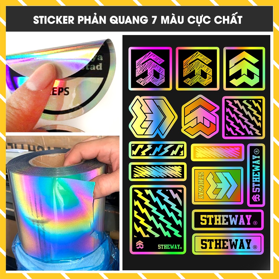 Sticker Phản Quang 7 Màu 5Theway Mã 5X - 07 | Sticker Dán Laptop Cắt Sẵn Kích Thước 5 - 7 Cm