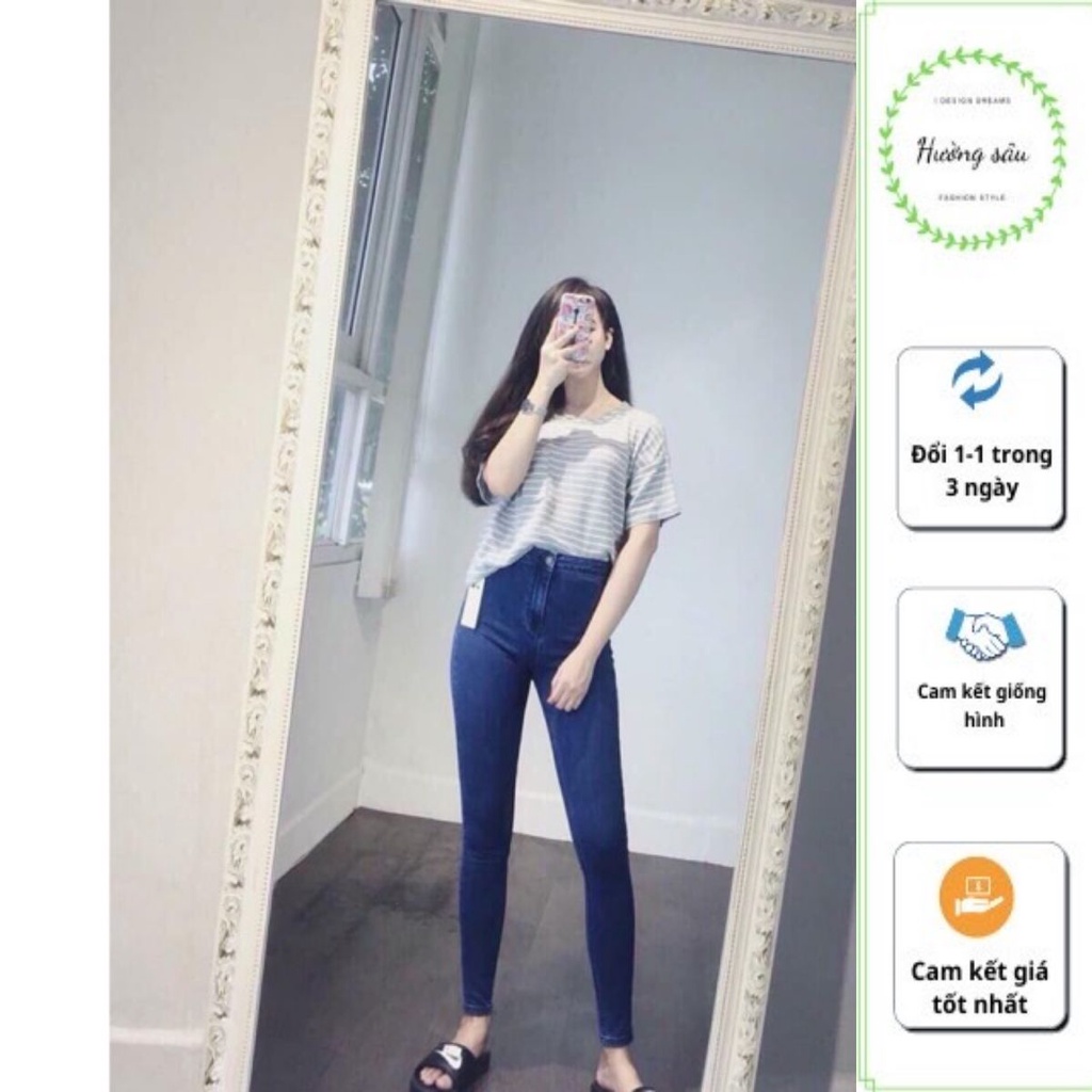 Quần jean co dãn cạp cao ( kèm ảnh thật)