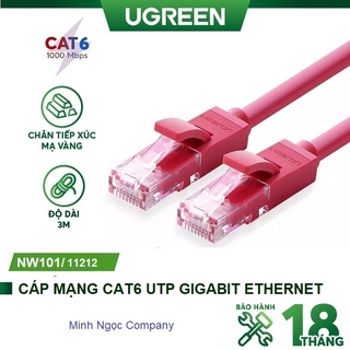 Cáp mạng Gigabit CAT6 UTP 24AWG CU đúc sẵn 2 đầu chính hãng Ugreen NW101 cao cấp - Bảo hành chính hãng 18 tháng