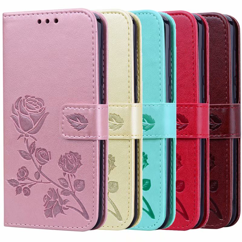 Ốp Bao Da Điện Thoại Kiểu Gập Mềm In Hình Hoa Hồng Cho Samsung Galaxy S4 S5 S6 S7 Edge S8 S9 S10 E+ S10E A20 A30 A50 J2 Core Ốp
