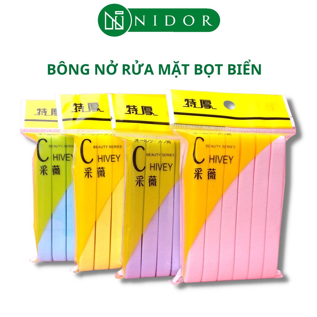 [Sẵn 5 Màu] Bông Nở Rửa Mặt Bọt Biển Chivey Gói 12 Miếng - Miếng mút rửa mặt bọt biển dạng nén | BigBuy360 - bigbuy360.vn