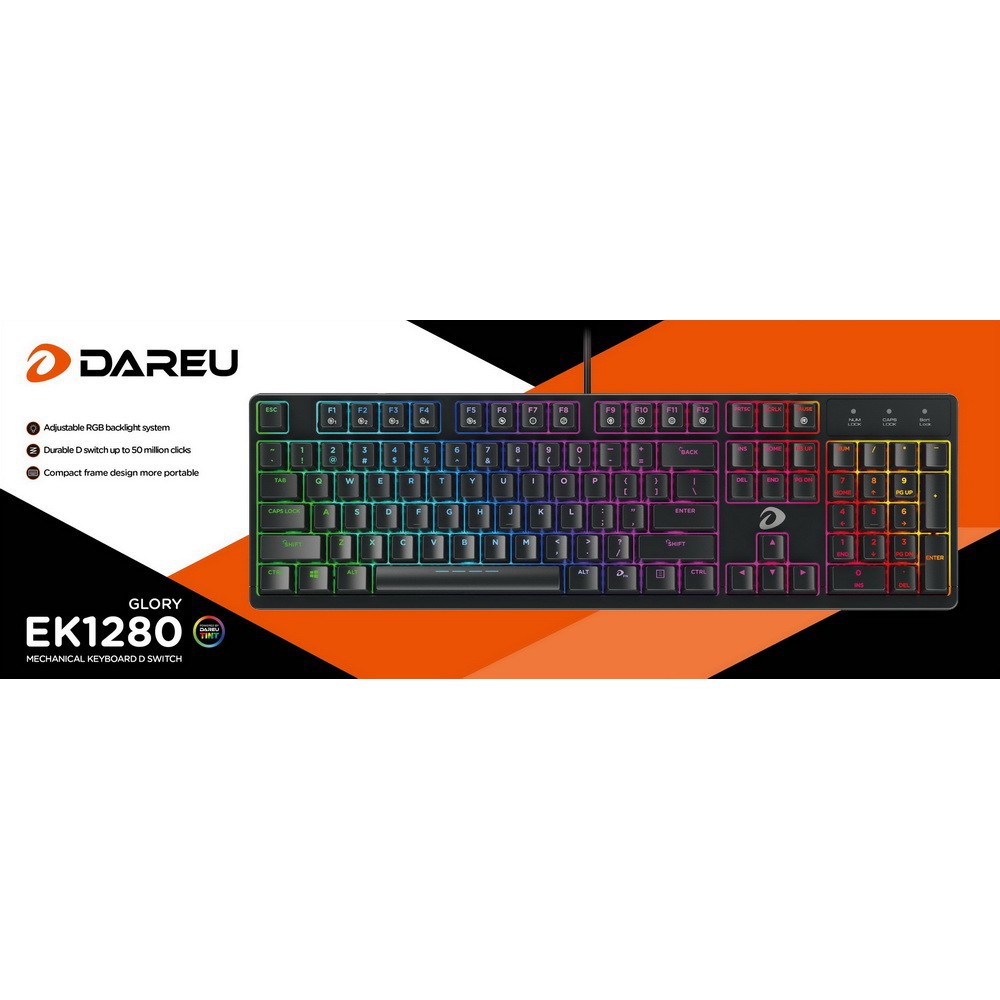 [Mã 255ELSALE giảm 7% đơn 300K] Bàn phím cơ Gaming DAREU DK1280/EK1280 104KEY (RGB, Blue/ Brown/ Red D switch)