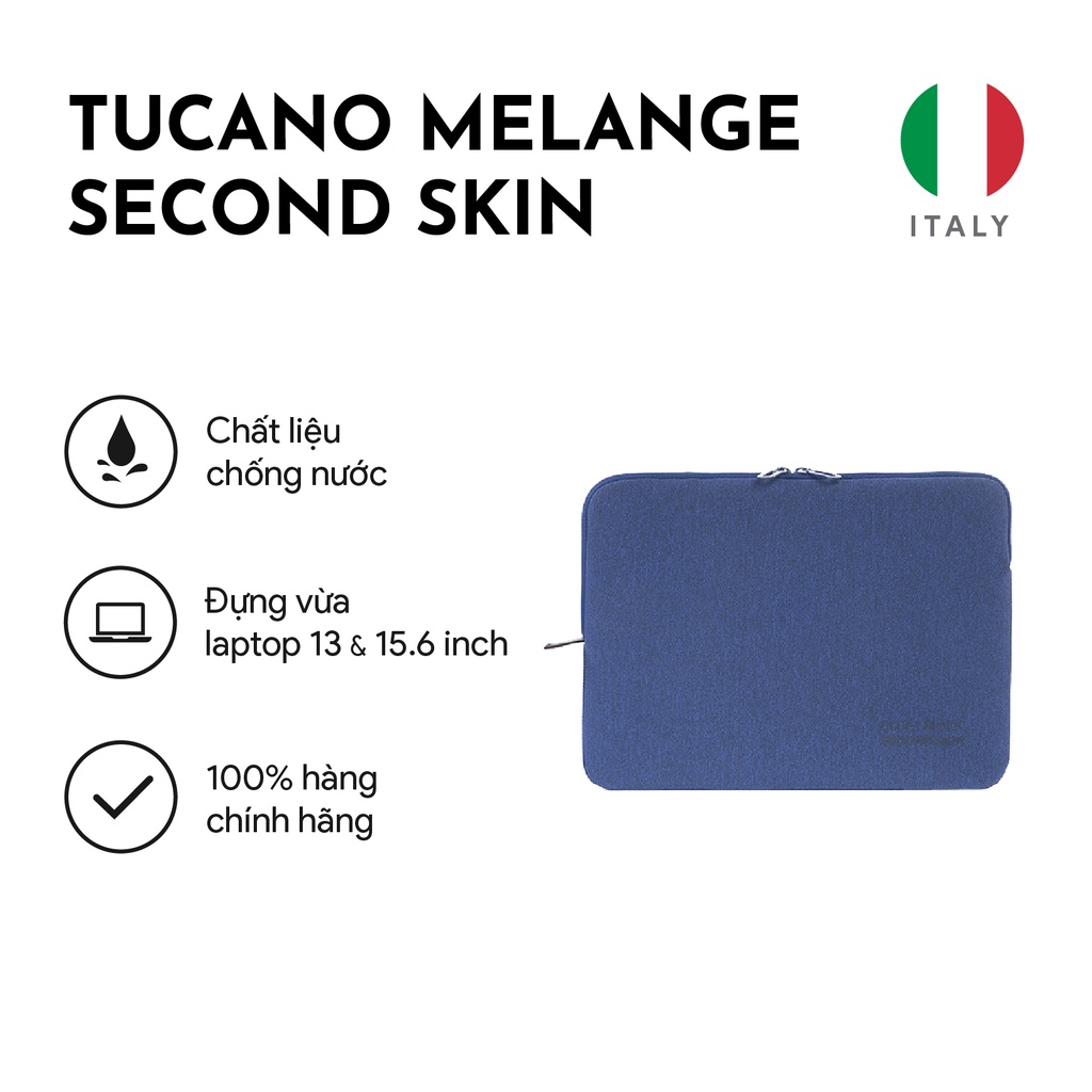 Túi chống sốc Laptop/ Macbook Tucano Melange Second Skin cao cấp chống trầy xước 13 inch