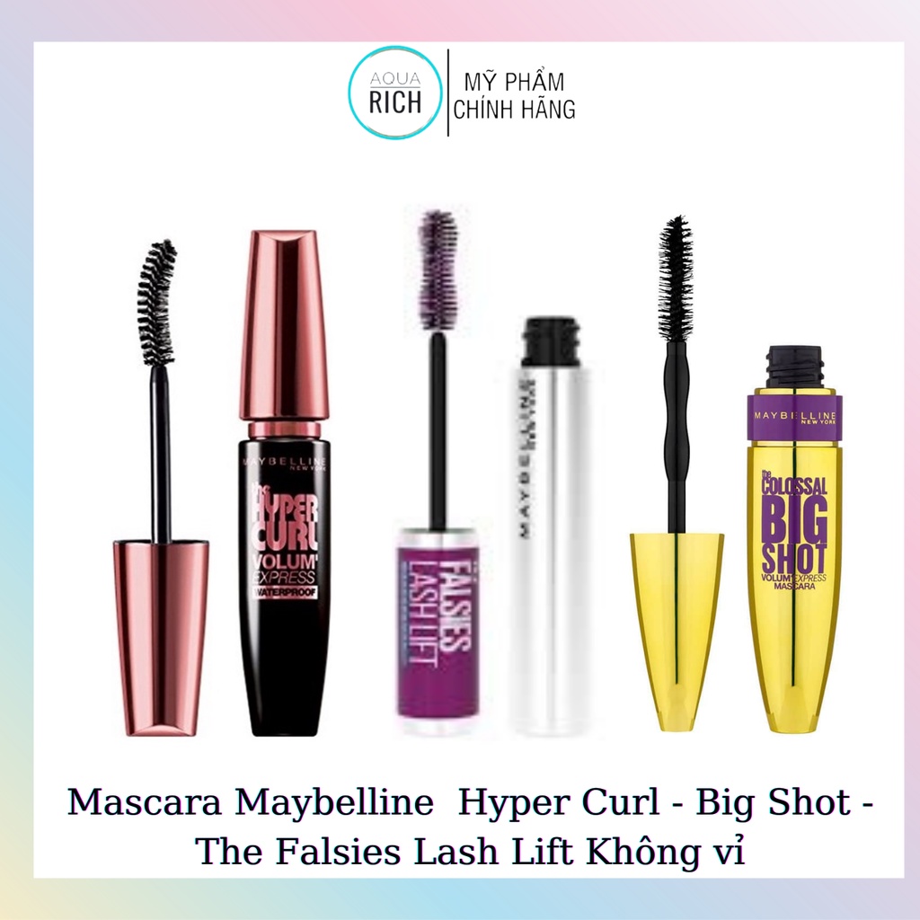 Mascara Maybelline  vàng -tím - đen hồng Hyper Curl - Big Shot - The Falsies Lash Lift Không vỉ