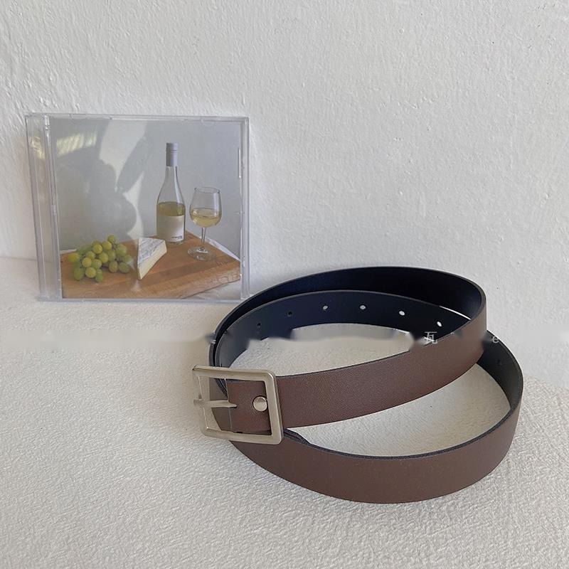 Thắt Lưng Da Mềm Khóa Vuông Đơn Giản Phong Cách retro Thời Trang Cho Nữ