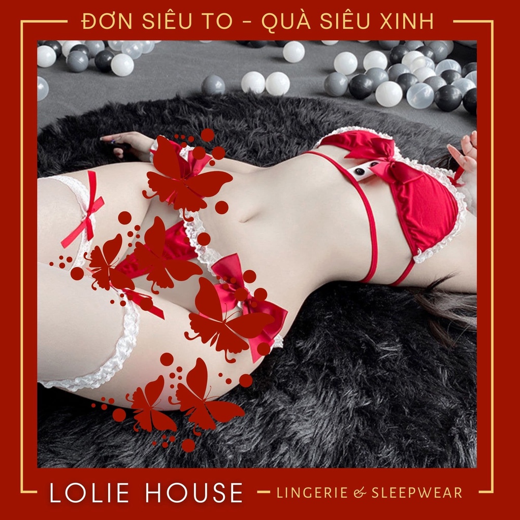 Cosplay noel giáng sinh sexy gợi cảm gồm bộ đồ lót hai mảnh đầy đủ phụ kiện LOLIE HOUSE - BS11