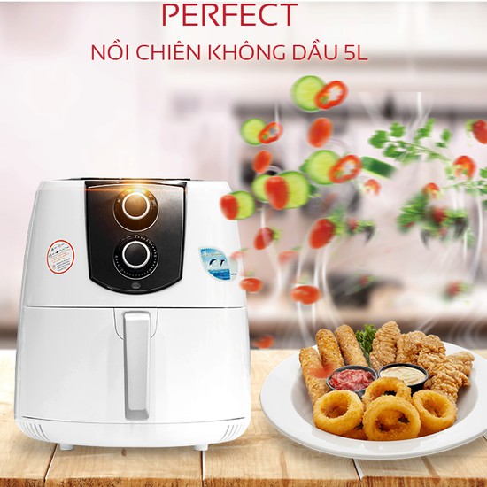 Nồi Chiên Không Dầu PERFECT GLA-768 5L 1400W Nồi Nướng Chân Không Công nghệ Rapid Air Giảm 80% Lượng Dầu Mỡ - Màu Trắng