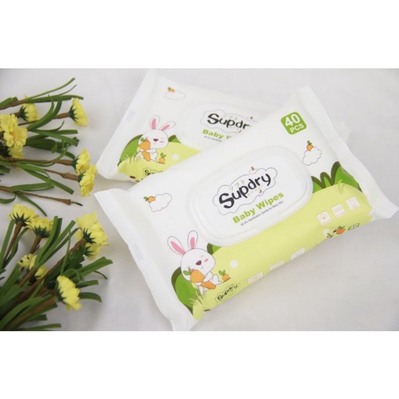 Khăn giấy ướt supdry nội địa trung gói 40 tờ (=250gram) có nắp đậy