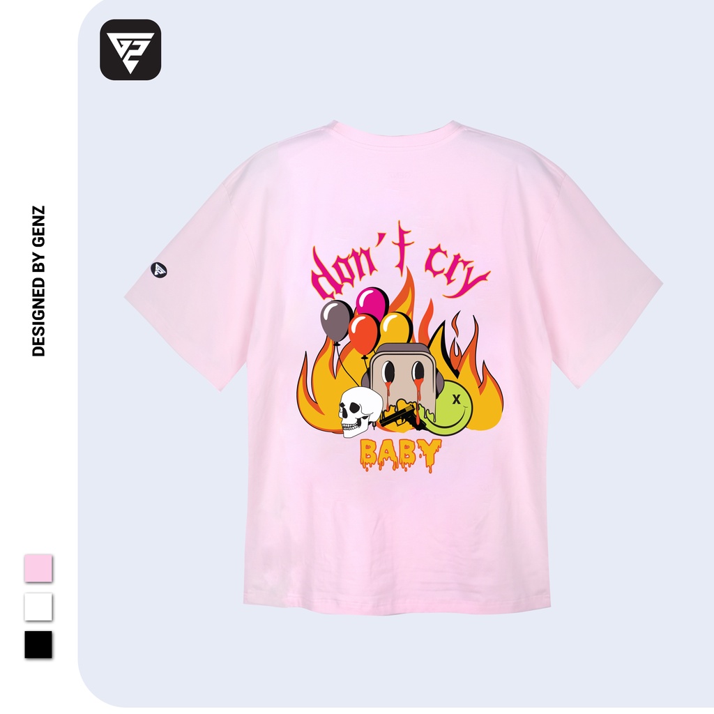 Áo thun tay lỡ GENZ phông Unisex nam nữ Cotton oversize form rộng Baby Dont Cry