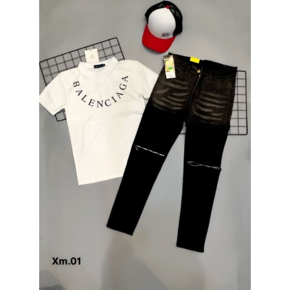 Quần jean nam xanh thêu v2026 rách cá tinh độc