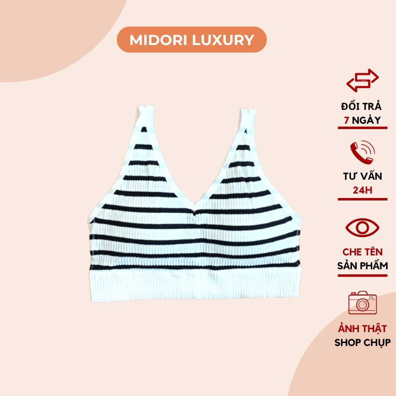 Áo Bra Kẻ Sọc Đen, Trắng Siêu Năng Động Phong Cách Hàn Quốc