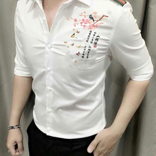 Áo Sơ Mi Nam In Họa Tiết Đào Mai Ngày Tết, Áo Sơ Mi Họa Tiết Đẹp, Nam Nữ Mặc Được _XB