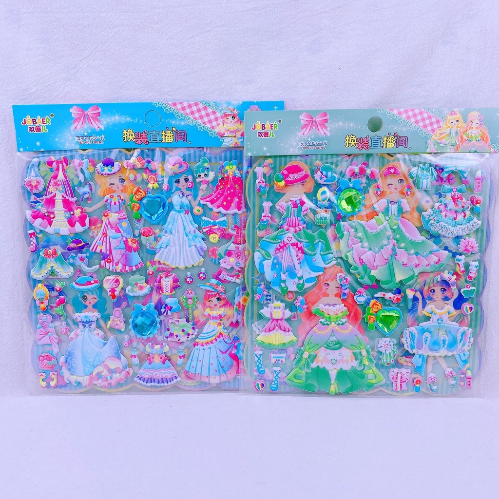 Sticker 2 Lớp Thay Trang Phục Công Chúa cỡ 20*23 cm nhiều mẫu mới về