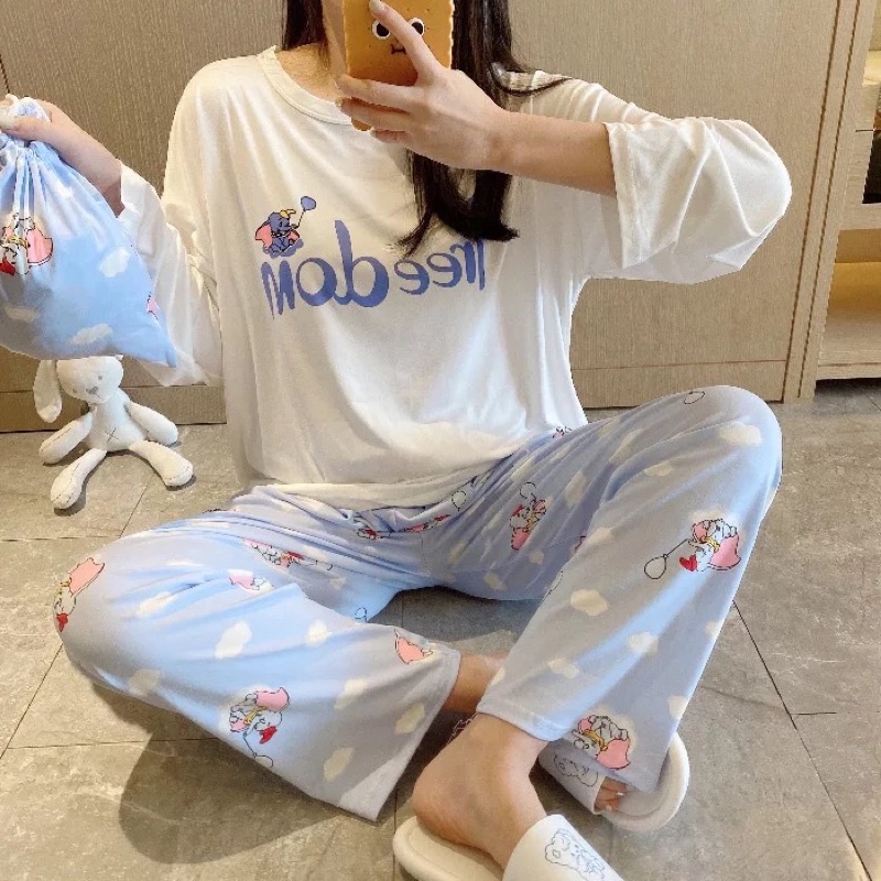 Bộ ngủ ngắn tay dài tay chất siêu mát( KHÁCH ĐẶT HÀNG NHỚ NOTE TÊN FACE)