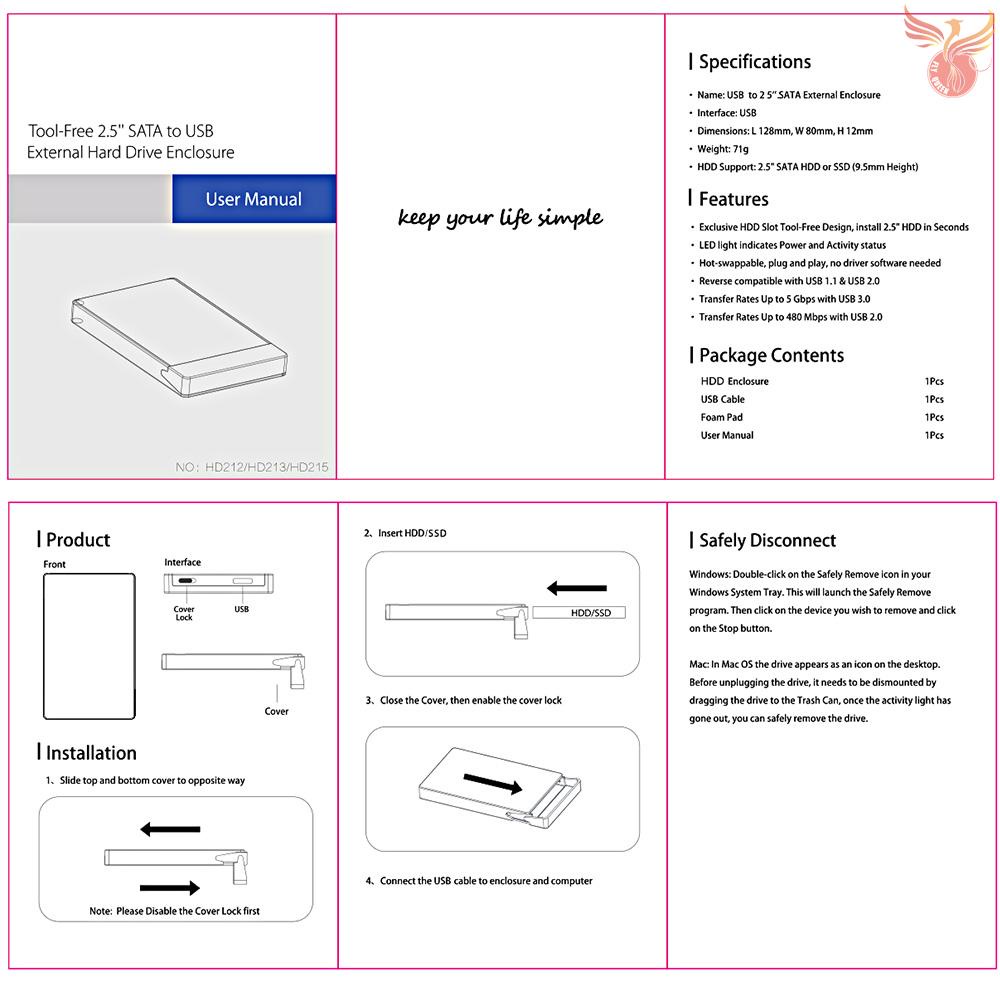 Hộp Đựng Ổ Cứng Ngoài 2.5 '' Sata Usb 3.0 | BigBuy360 - bigbuy360.vn