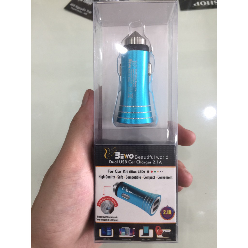 ⚡Giá Gốc⚡ Cốc sạc ô tô BEWO 2 cổng usb 2.1A Cao cấp