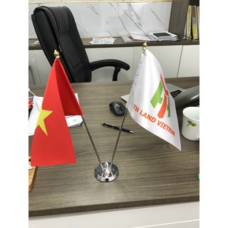 Cờ để bàn in logo công ty, cờ để bàn in cờ theo yêu cầu, cờ để bàn các nước cắm 2 nước