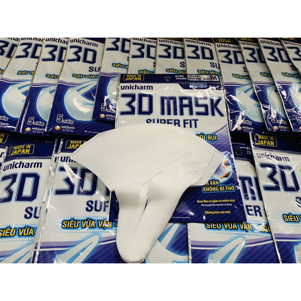 Combo 10 gói Khẩu trang ngăn khói bụi Unicharm 3D Mask Super Fit size M, tặng hộp bông tẩy trang Silcot Premium 66 miếng | BigBuy360 - bigbuy360.vn