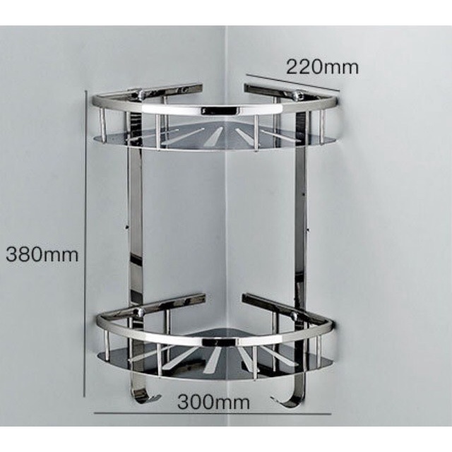 Kệ góc nhà tắm, giá để đồ nhà tắm INOX 304 cao cấp - có thêm móc treo