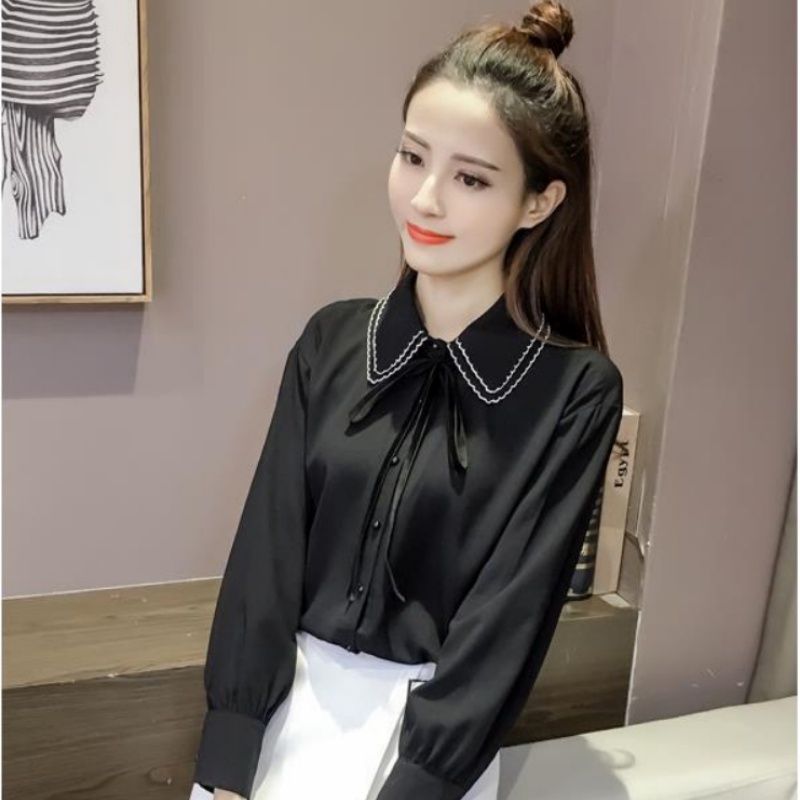 Áo Sơ Mi Chiffon Dáng Ôm Phong Cách Preppy Dễ Phối Đồ Cho Nữ