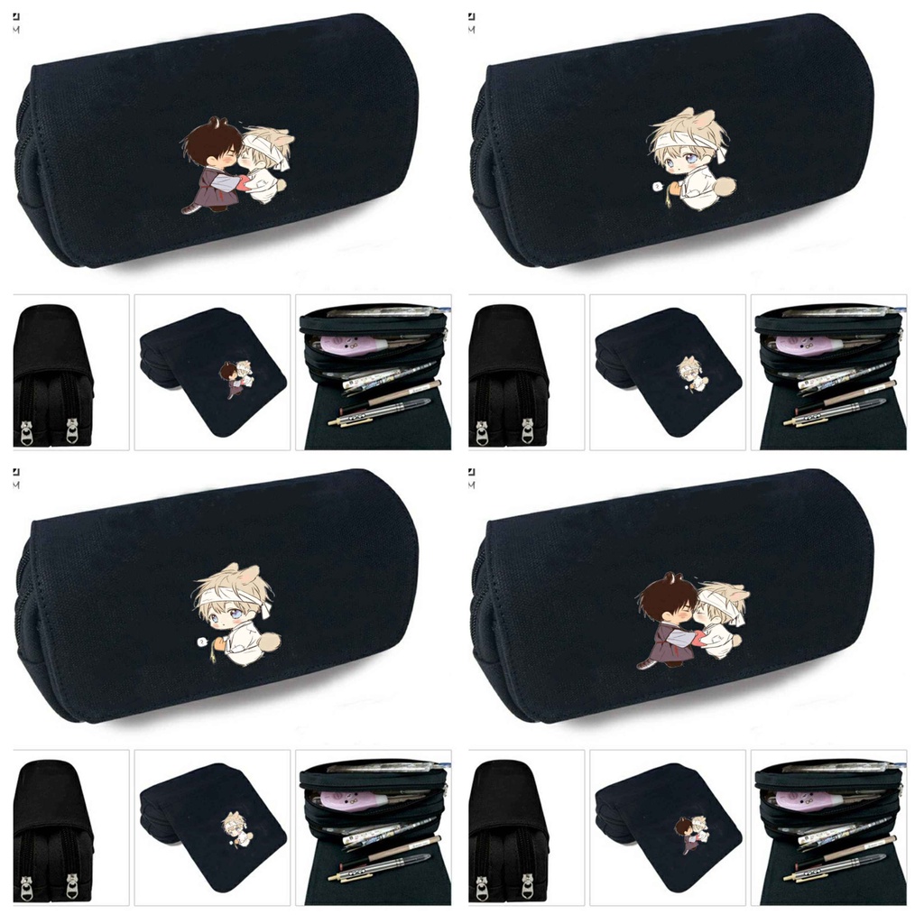 Hộp bút vải canvas in hình NO LOVE ZONE dễ thương đi học đựng đồ dùng học tập tiện lợi