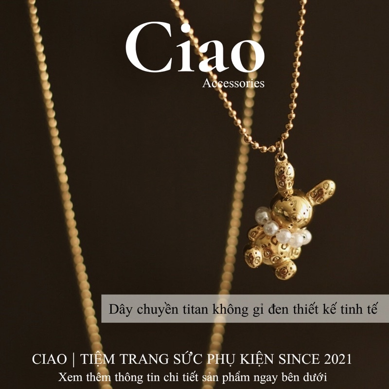[HOẢ TỐC 1H] Dây chuyền/ Vòng cổ titan không đen gỉ thiết kế đính hạt ngọc phong cách trendy Bunny Ciao
