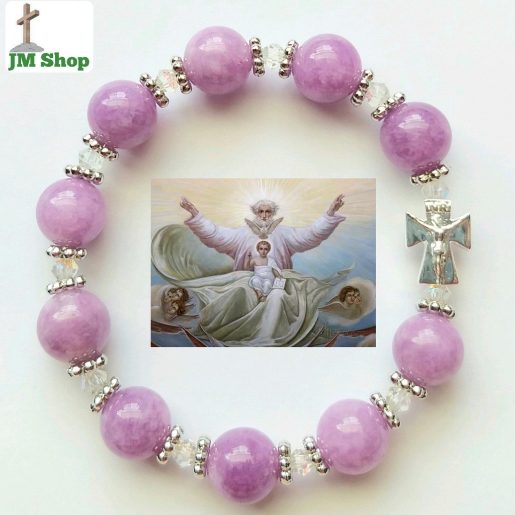Vòng Tay Chuỗi Mân Côi JM Shop Mã 62 Mix Hoa và Thánh Giá Bạc Có Chúa