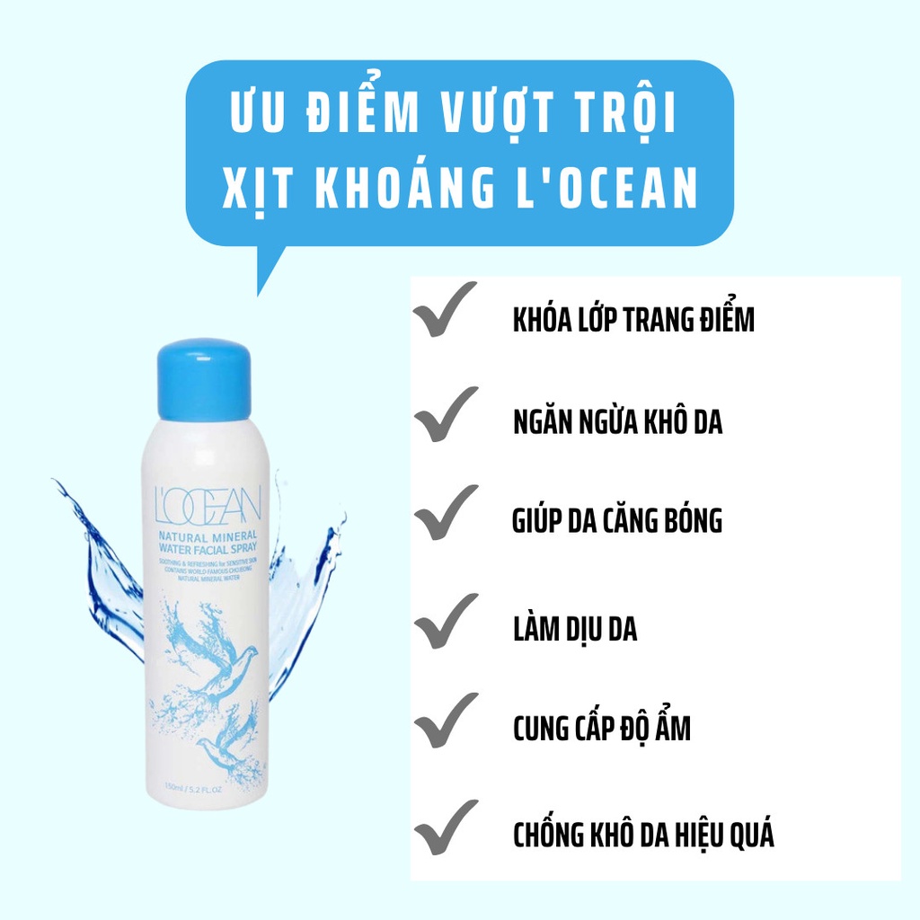 Xịt khoáng thiên nhiên L'OCEAN 150ml làm mát và dịu da