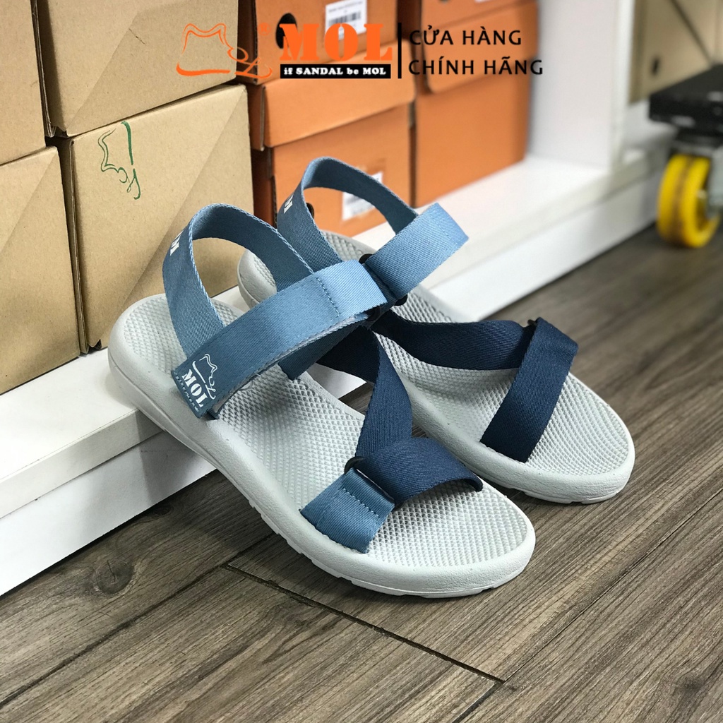 Giày Sandal MOL Nam Nữ Quai Chéo Đế Cao Su Quai Dù Đi Học Đi Làm Đi Chơi Mã MS1166