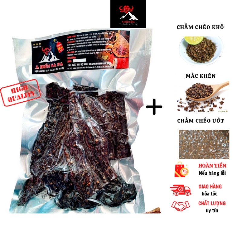 Trâu gác bếp chuẩn Sapa gói 1 kg, kèm chẳm chéo ướt.