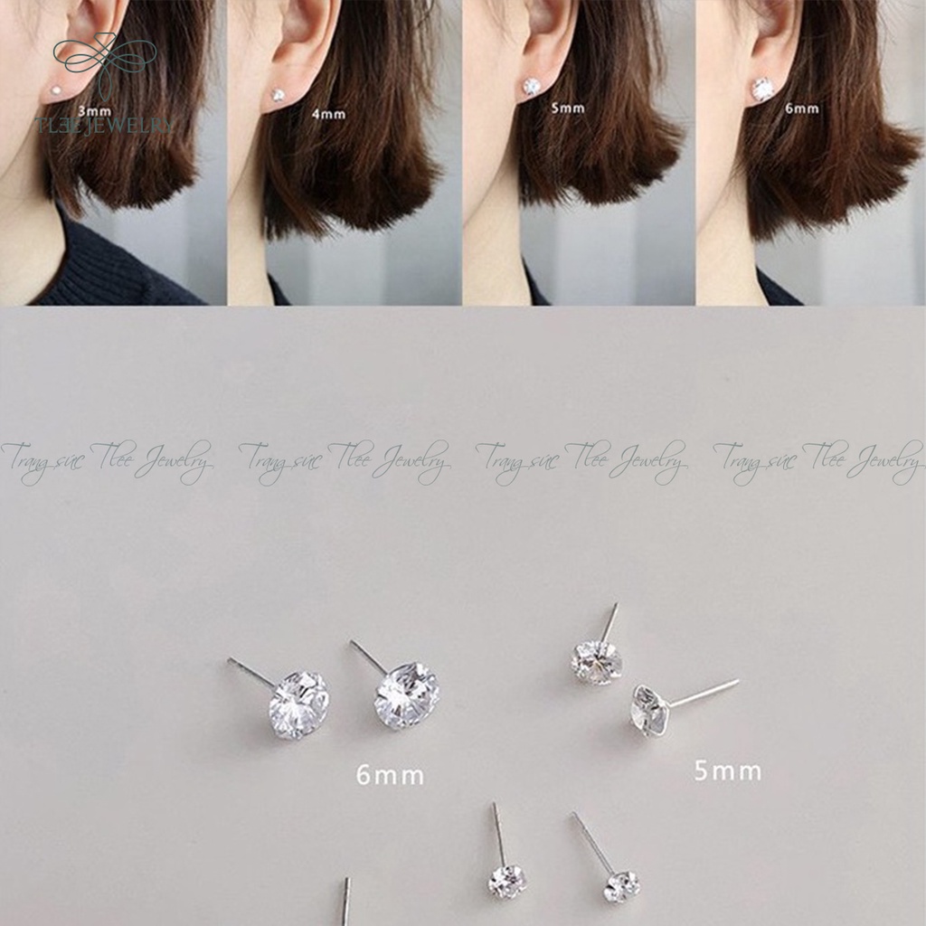 Khuyên tai bạc nữ TLEE nụ đá lấp lánh cao cấp NCJ B0206