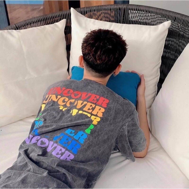 Áo phông loang UNCOVER Wash colorful màu xám Unisex From áo rộng, | BigBuy360 - bigbuy360.vn