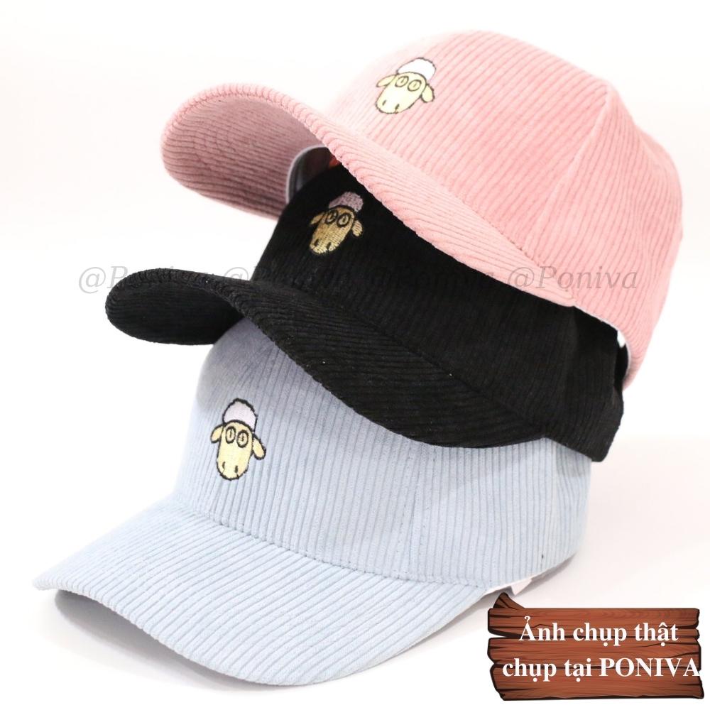 Mũ lưỡi trai ❤️ Nón kết thêu họa tiết cừu xinh chất tăm mịn form unisex phong cách Ulzzang Thời trang PONIVA siêu hot
