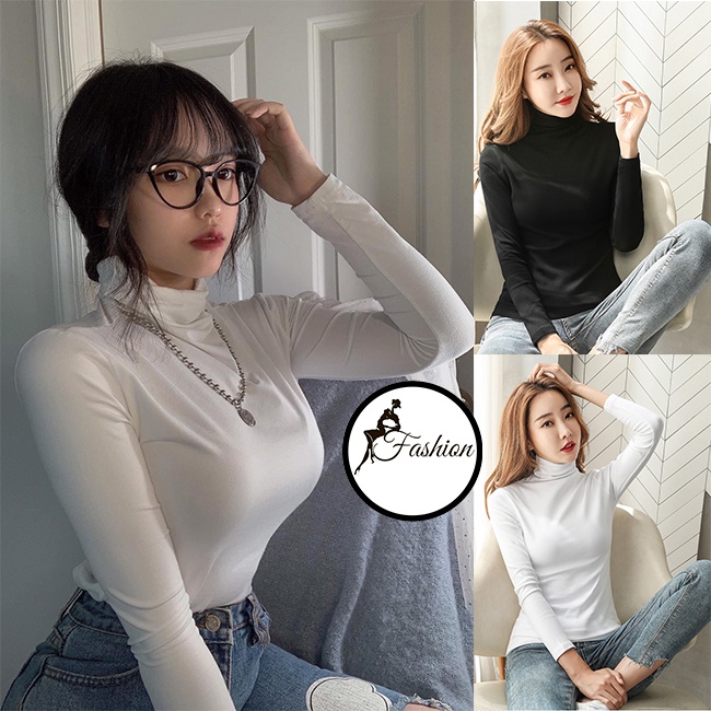 Áo Cổ Lọ Bigsize Nữ Dài Tay Cổ Cao 5 Phân Dưới 80Kg Chất Vải Thun Cotton "CL"