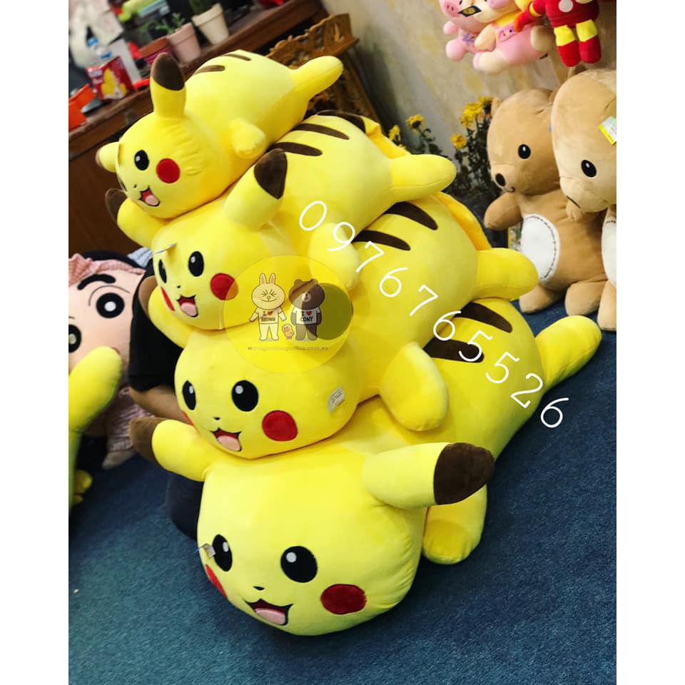 Gấu bông gối ôm pikachu dáng dài kích thước 55cm-70cm-1m-1m2 MINO