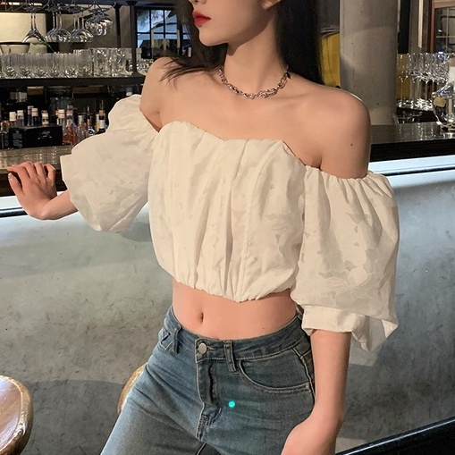 【ZHELIHANGFEI】Áo Chiffon Tay Phồng Cổ Chữ V Thời Trang Cao Cấp Quyến Rũ Cho Nữ