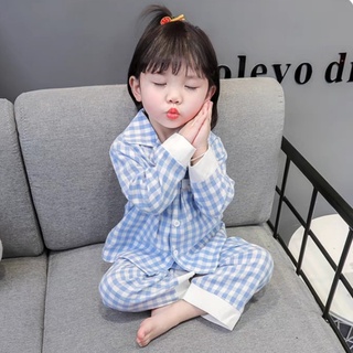 Bộ Pijama dài tay bé gái kẻ từ 8-20kg