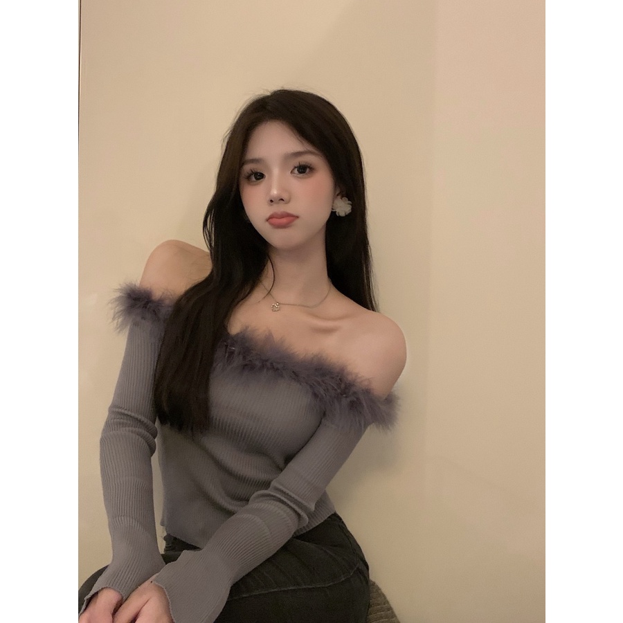 Áo len tay dài trễ vai thời trang dành cho nữ | BigBuy360 - bigbuy360.vn