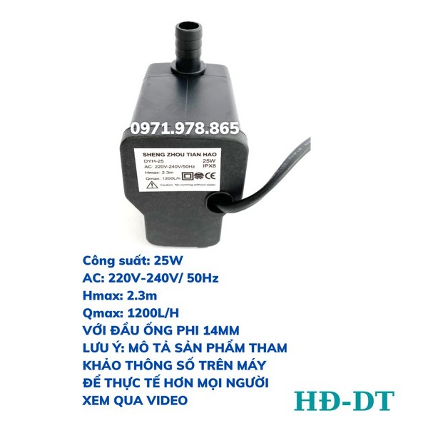 Bơm chìm mini, 4W 8W 13W 16W 18W 25W điện 220V, Bơm quạt hơi nước, Bể cá thủy sinh, Hòn non bộ, Thác nước