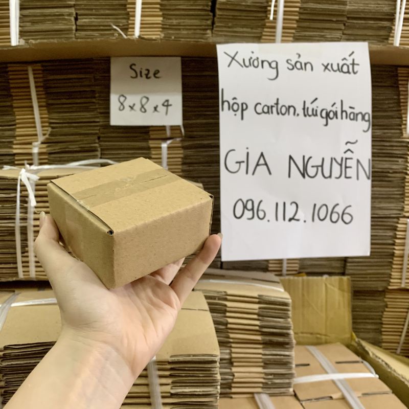 Combo 50 hộp carton đóng hàng 8x8x4 Gia Nguyễn