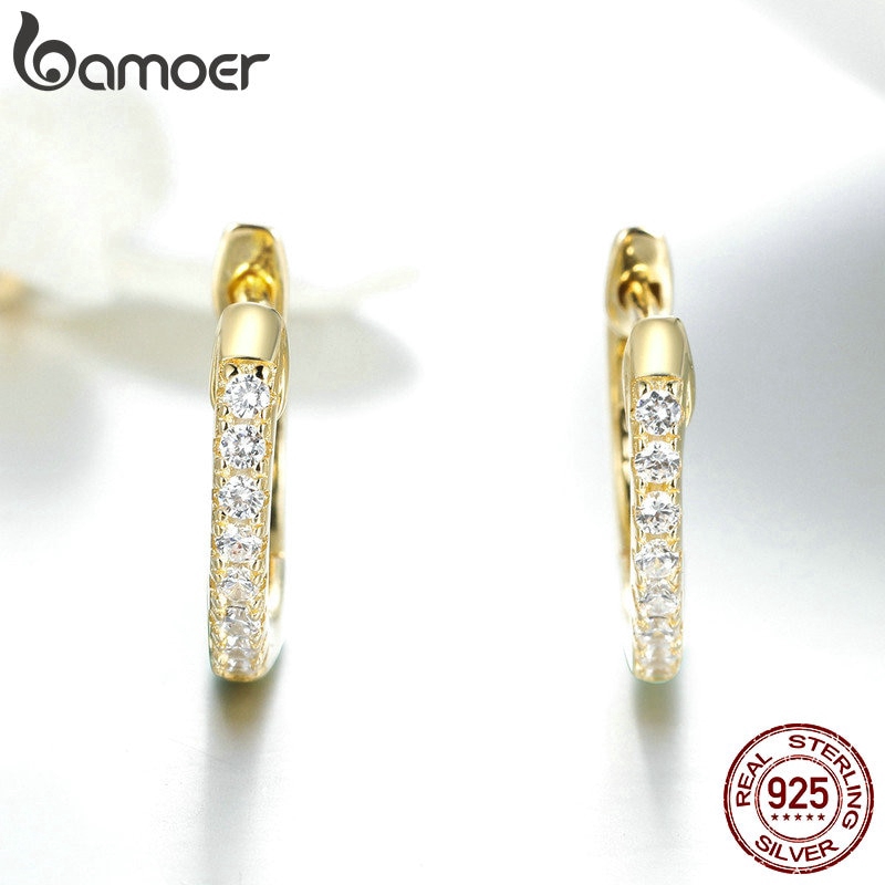 Hoa tai Bamoer hình tròn đính đá thời trang cho nữ