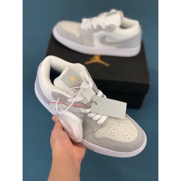 Giày JD paris màu trắng xám, giày JD1 low pari thấp mới full phụ kiện hàng cao cấp, full size 36-43 | BigBuy360 - bigbuy360.vn