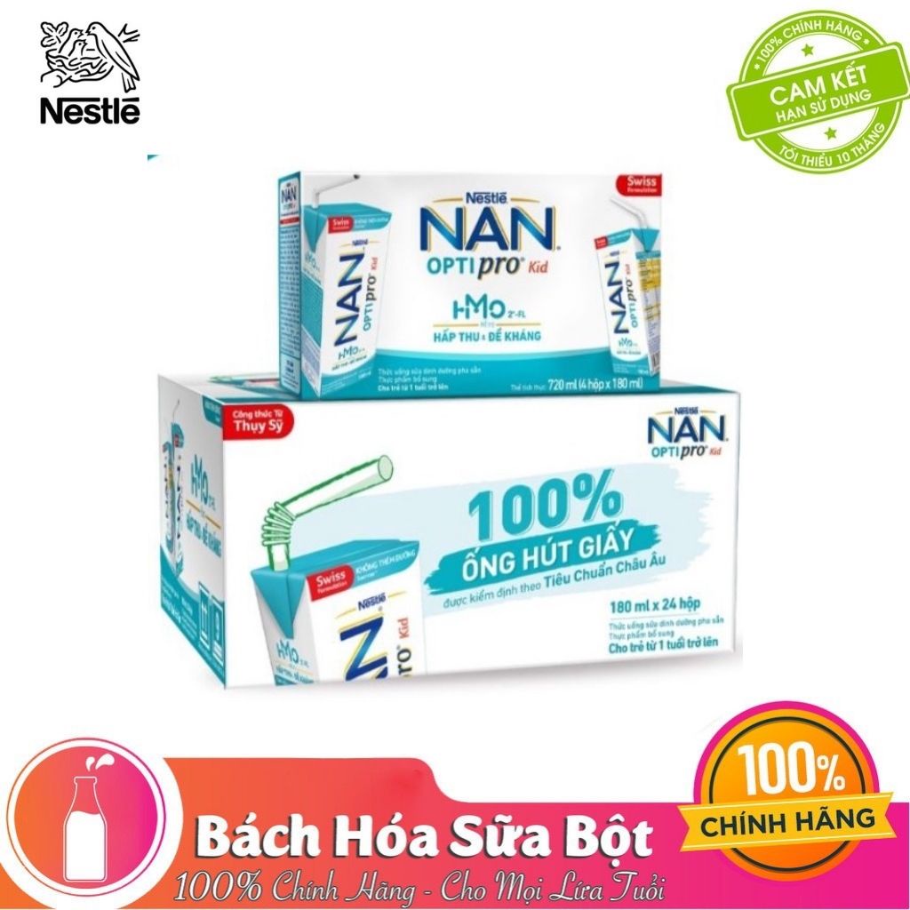 Sữa Dinh Dưỡng Pha Sẵn Nan Optipro Kid 180ml/Hộp - Thùng 6 Lốc (24 Hộp) (Date: 06/09/2022)