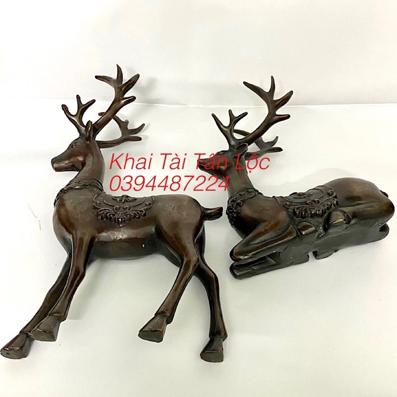 Cặp hươu , tuần Lộc bằng đồng phong thủy Lộc trời cho